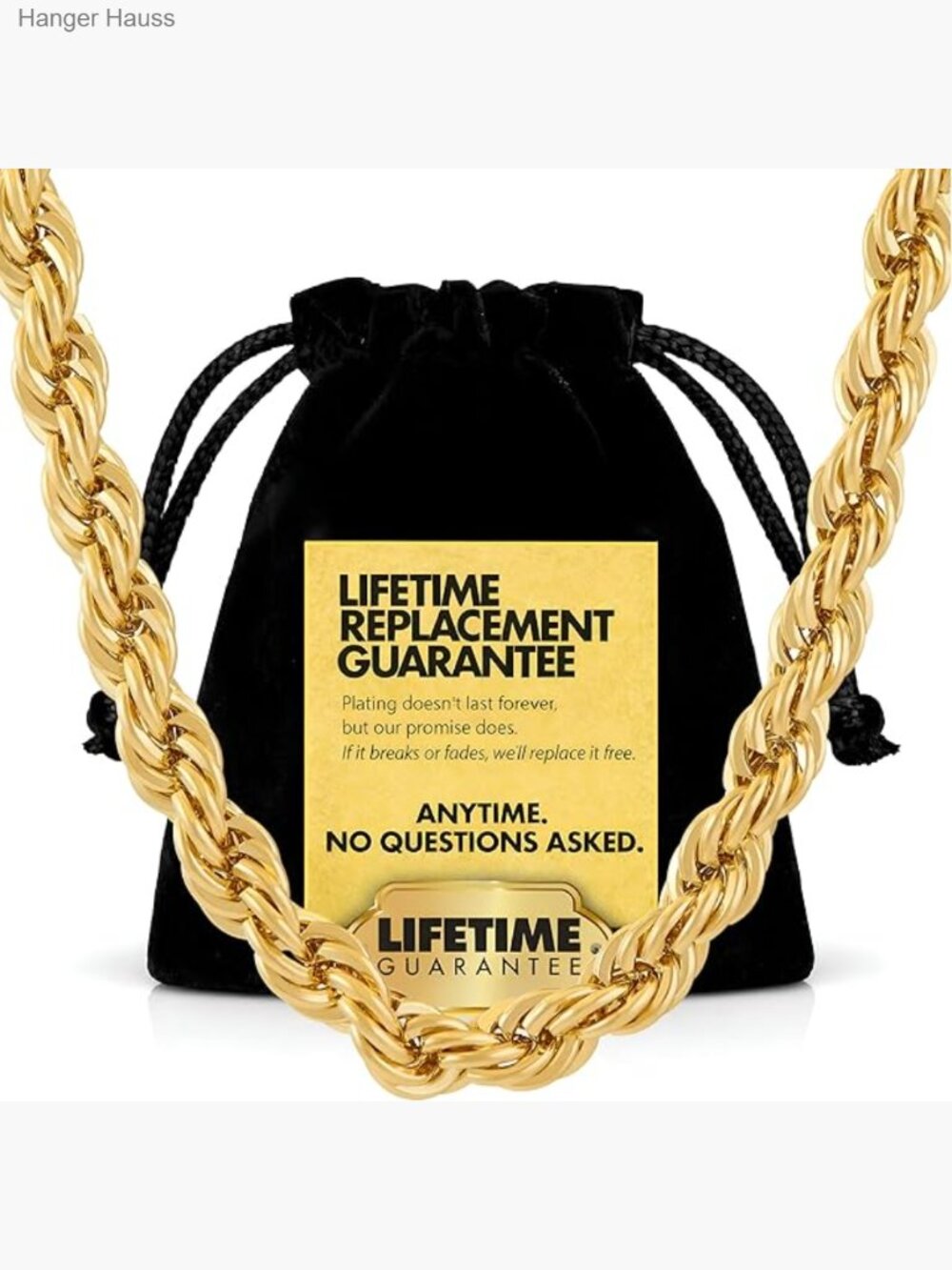 7mm Diamond Cut Real Gold Plated Rope Chain Necklace
